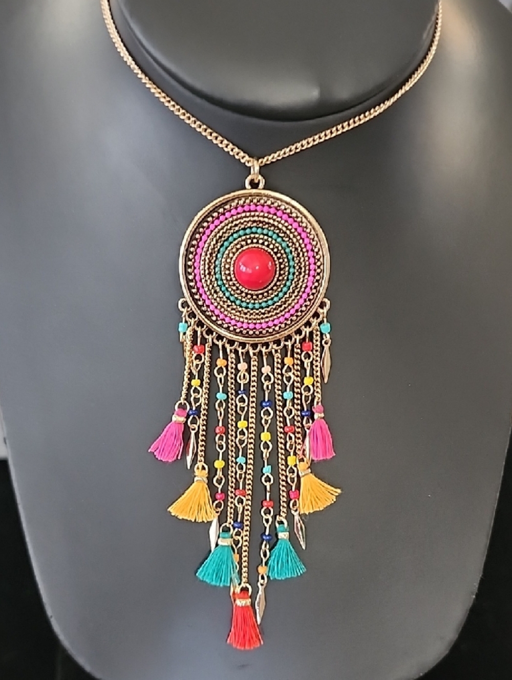 Bohemian Multicolor Tassel Pendant Necklace - Women Jewelry